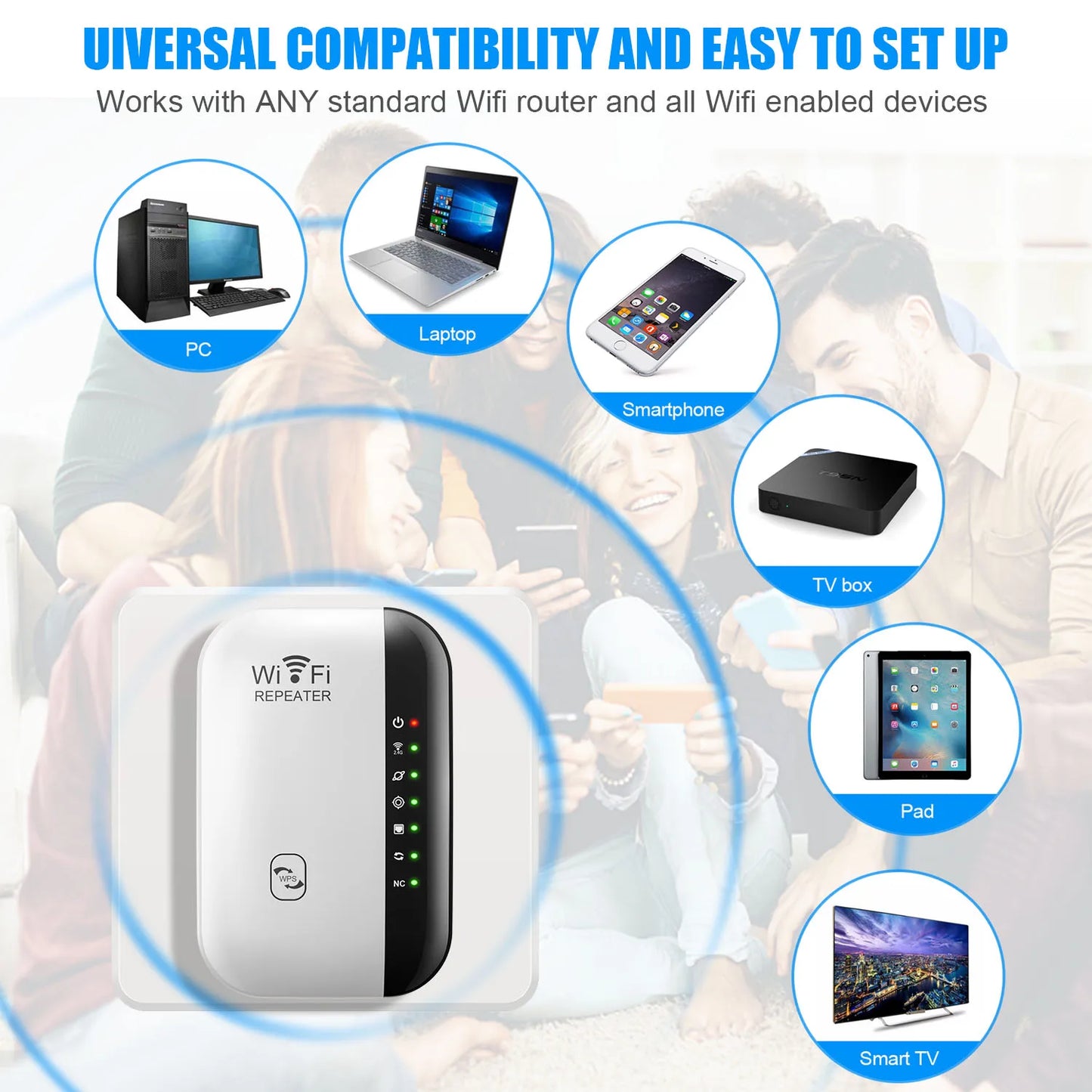 300Mbps Wireless WIFI Repeater 2.4G Router Wifi Range Extender Wi-Fi Signal Amplifier 802.11N Network Card Adapter for PC