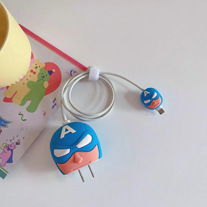 4Pcs Cable Protector Cover for Iphone / Ipad 18W/20W Fast Charger Case Cute 3D Cartoon Anime Phone Cord Protectors Organizers