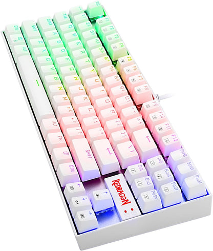 K552 Mechanical Gaming Keyboard 60% Compact 87 Key Kumara Wired Cherry MX Blue Switches Equivalent for Windows PC Gamers (RGB Backlit White)